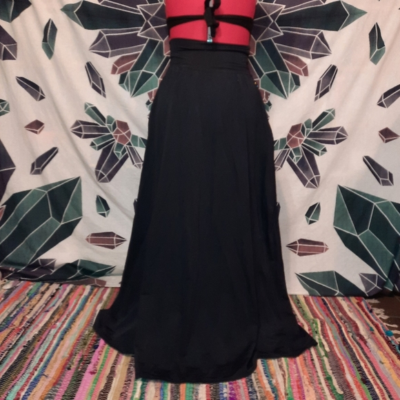 Custom OOAK maxi skirt with double thigh slits Smooth Black Spandex SMALL - Picture 2 of 13